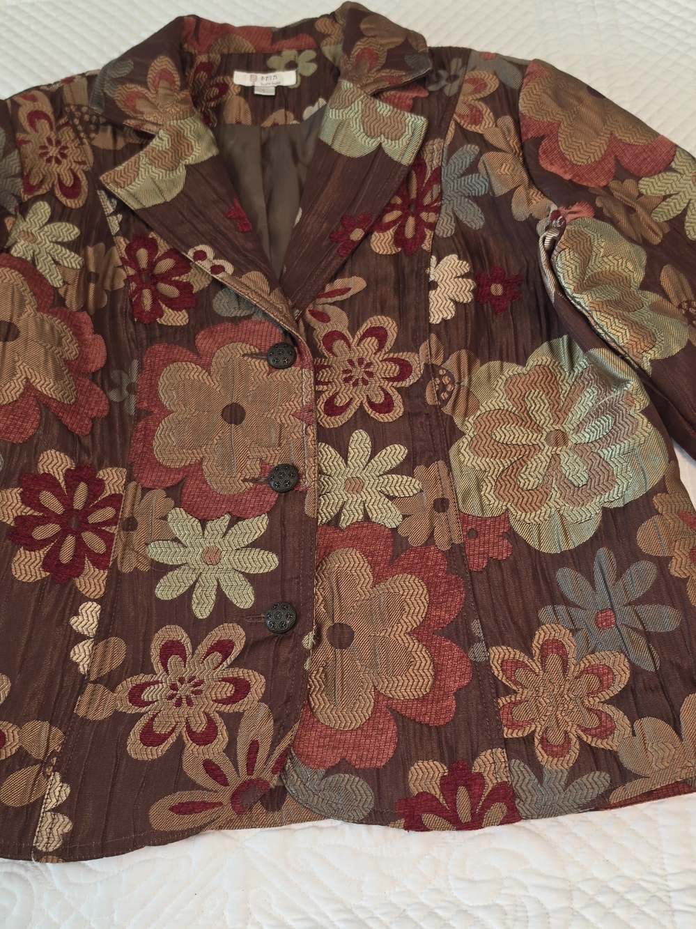 erin london Brown Multicolor Floral Jacquard Blazer